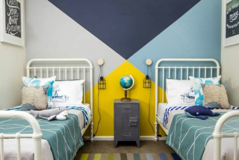 desain cat kamar geometris