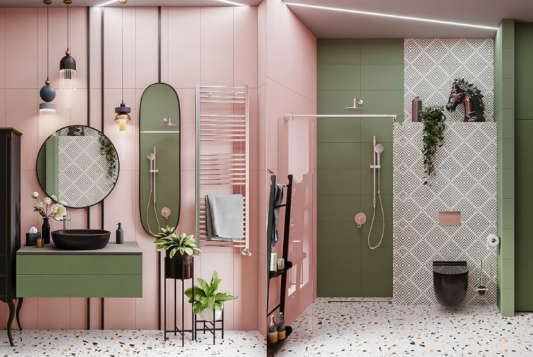 keramik kamar mandi warna pink